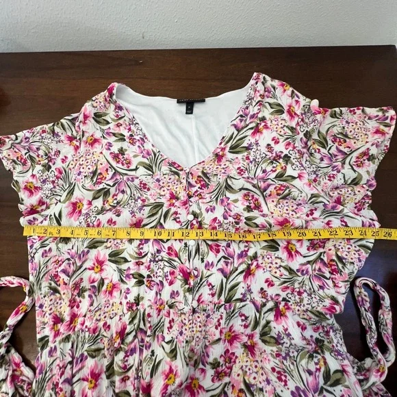 Lane Bryant Floral Maxi Dress Size 24 Spring Pockets Coquette Fairy Pink White - Picture 10 of 11